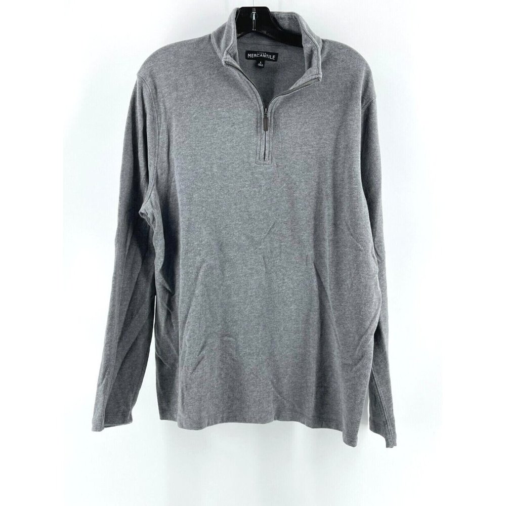 J Crew Mercantile Men's Gray Collared Sweatshirt Pullover Henley Zipper Size L